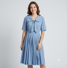 Countrywise Macshore Classics vintage Midcentury dress in chambray blue. Size 11