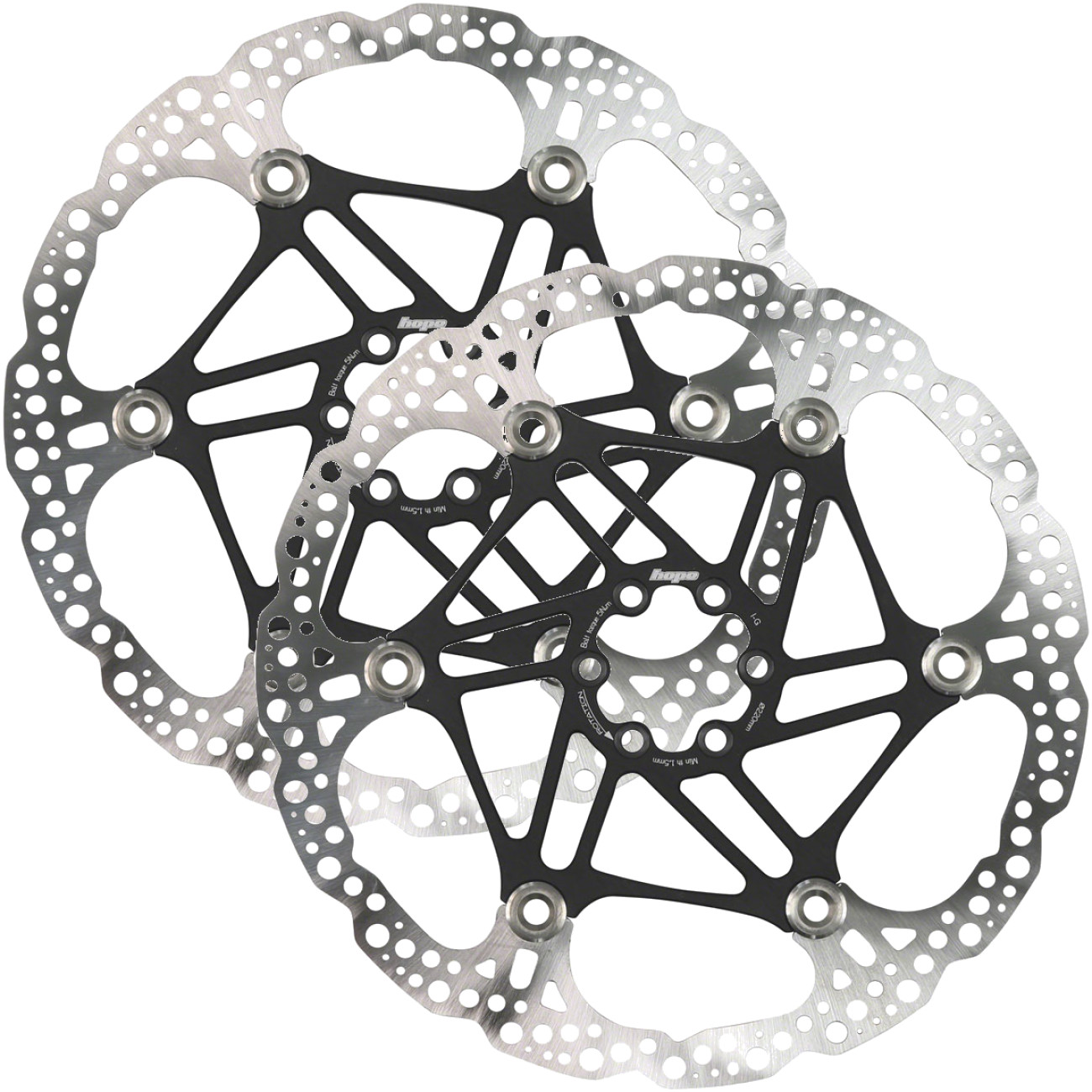 Комплект из 2 плавающих дисковых тормозных дисков Hope 220 мм с 6 болтами Черный 33690₽