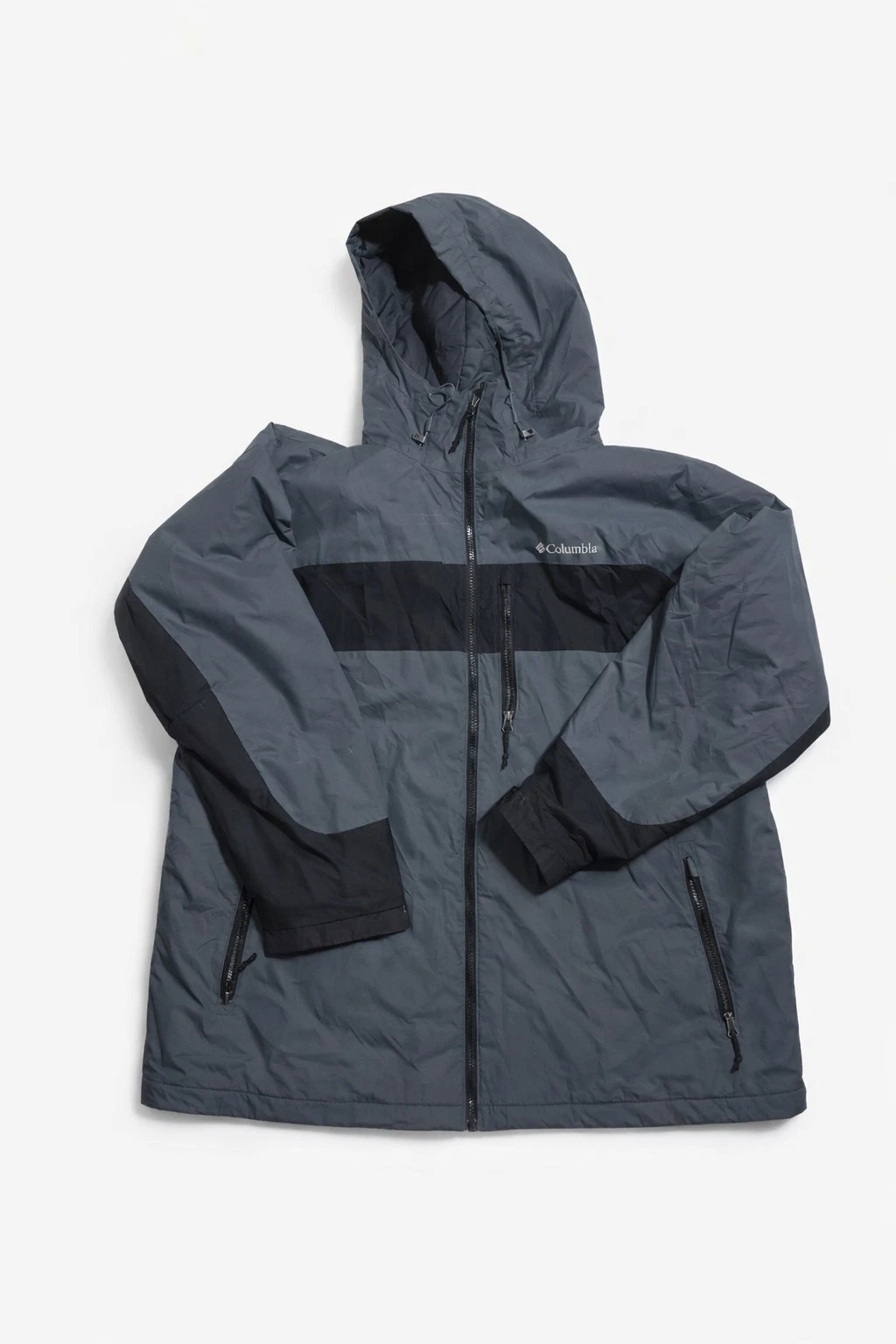 Columbia Thermal Coil Hooded Jacket XXL Gray Black Full Zip Coat