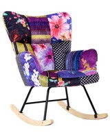 Schaukelsessel Samt Mehrfarbig / Bunt Patchwork Gepolstert Schaukelstuhl Oulu