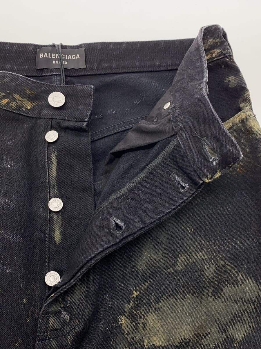 セール!!BALENCIAGA★745248 BALENCIAGA OTHER SUPER DESTROYED BAGGY BOTTOM XS DENIM Black