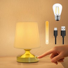 Cordless Rechargeable Fabric Table Lamps, Battery Operated Table Lamp, Steple...