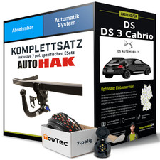Für DS 3 Cabrio Typ SB Anhängerkupplung abnehmbar +eSatz 7pol 2015-2019 NEU