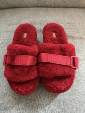 UGG Fluffita Women's Slipper Slide Platform Sandals Ribbon Red 1113475 Size US 9