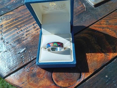 Ring FREYWILLE Hundertwasser Dunkelbunte Häuser 925 Silber