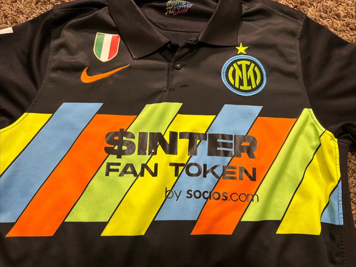 Nike Inter Milan 21/22 Third Soccer Jersey Kit Size L Black DB5899