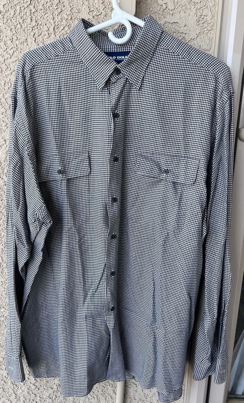 Men's Ralph Lauren Polo Golf Benford Classic Black Houndstooth Cotton Shirt XL