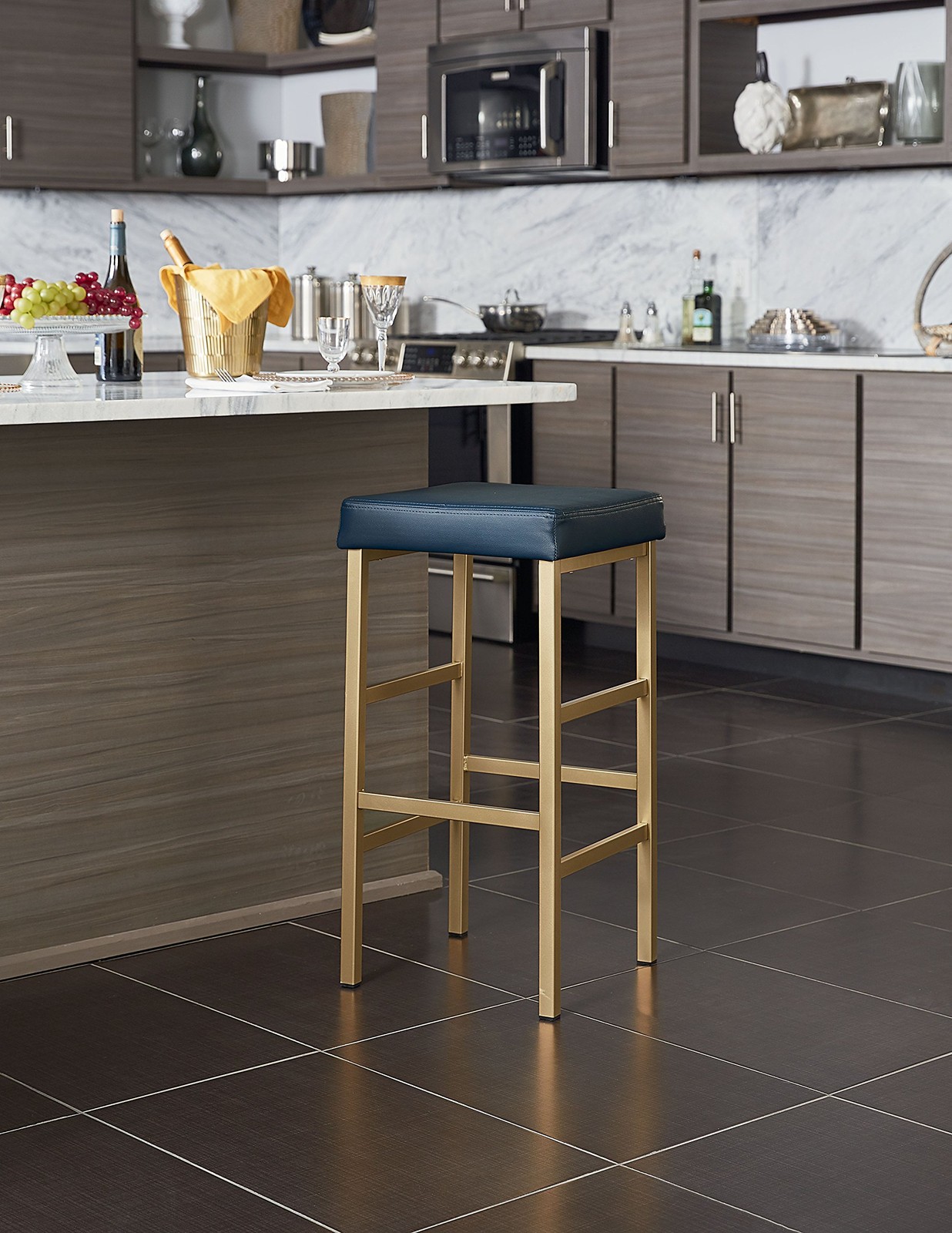 OSP Home Furnishings Metro Modern Backless Bar Stool, 30.25 Inch Bar Height, ...