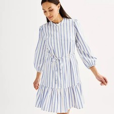 Nine West Blouson Sleeve Stripe Dress S NEW NWT
