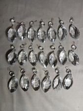 20 Vintage Glass Crystal TEARDROP Shaped Faceted Chandelier Lamp Crystals/Prisms