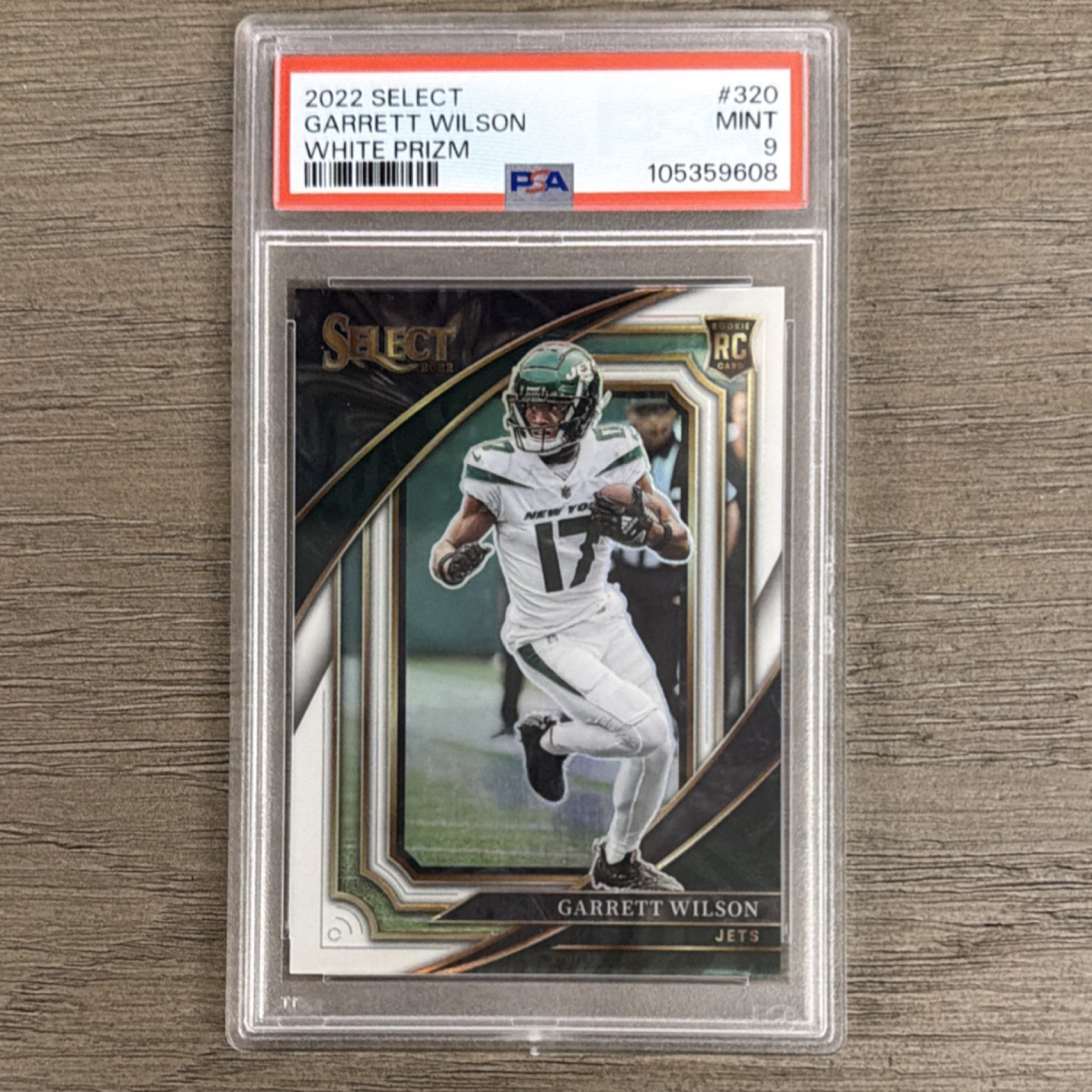 2022 Panini Select Suite Level Garrett Wilson #320 White Prizm Rookie /35 PSA 9