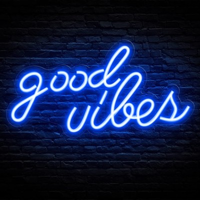 Blue Good Vibes Neon Sign - LED Neon Signs for Wall Decor, Neon Lights for Be...