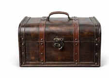 Vintage Wooden Treasure Chest 34cm Pirate Storage Trunk Antique Style Decor Box