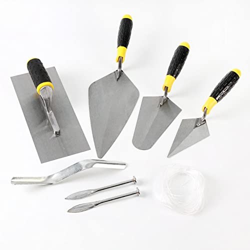 8-Piece Masonry Hand Tool Set Includes Finishing Trowel, Gauging Trowel, 