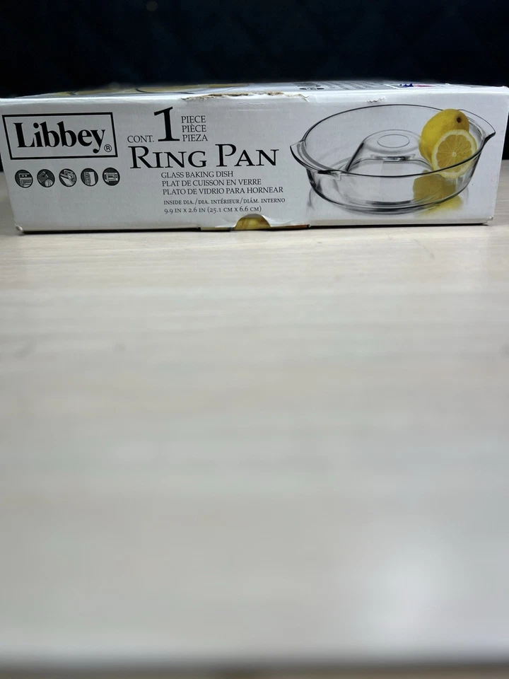 Libbey Ring Pan Glass Baking Dish 9.9x2.6” Bakeware Cakes Oven Use Only w/Box - Image 2 of 4