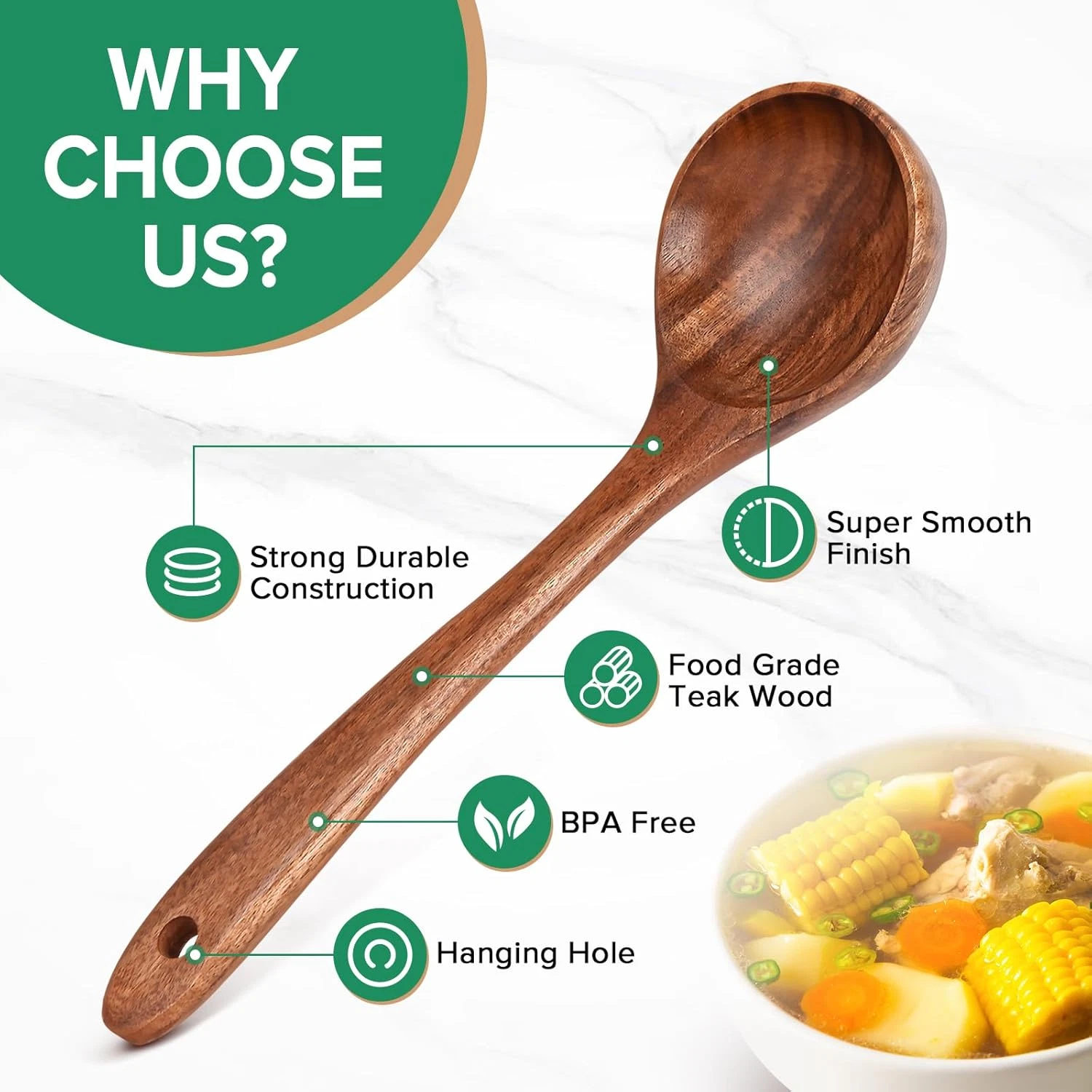 Wooden Spoons Cooking 2 Pcs Wooden Utensil Set of Soup Ladle Spaghetti Pasta
Opens in a new window o
