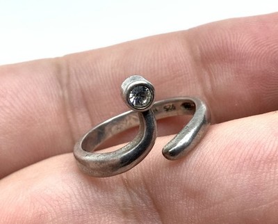 Sterling Silber 925 Avon NV Kristall Stein Bypass verstellbar Damen Bandring