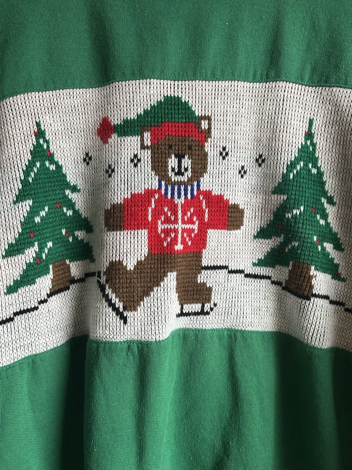 Suéter vintage Natal ursinho de pelúcia tamanho L Grandmacore anos 80 anos 90 retrô Natal - Imagem 3 de 4