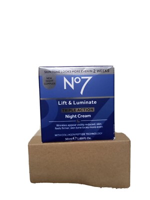 No7 Lift & Luminate Triple Action Night Cream Reduces Wrinkles/Firms Skin 1.69oz