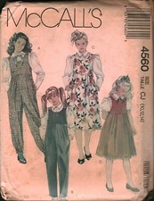 4560 Vintage McCalls SEWING Pattern Girls 1980s Jumpsuit Jumper Blouse Casual 14