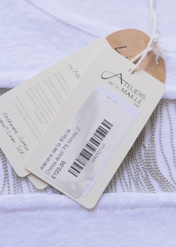 Ateliers de la Maille Ariel White Linen Chain Detail Dress | Size 2 | S | New - Picture 3 of 5