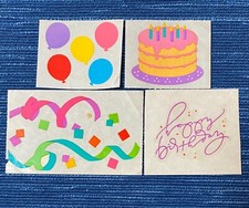 Vintage 80's Mrs Grossman Happy Birthday Lot Sticker Mod Cake Balloon 988A