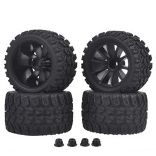4PCS Rubber Wheel Tires with Lock Nuts for Traxxas 1/16 E-REVO /E-Revo VXL