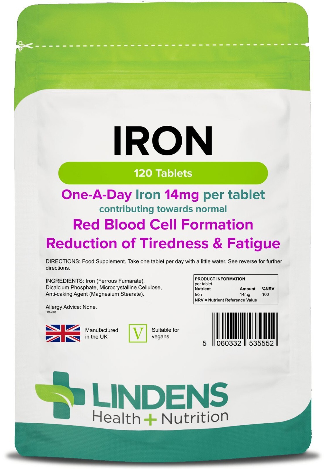 IRON Tablets 120 x 14mg ONE-A-DAY Energy Pregnancy Anaemic Tiredness Supplement
