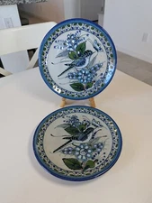 Set of 2 El Palomar Tlaquepaque Mexico Ken Edwards Tonala Plates Bird Pottery