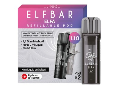 Elfbar Elfa Refillable Pod Leerpod Nachfüllbar 1,1 Ohm Meshcoil