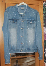 Zac & Zoe Paris Brand New Embellished Faded Denim Jacket Size 12/14 Rrp £79.99