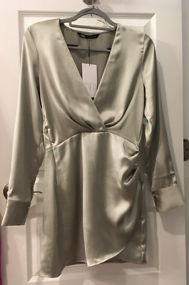 zara silver wrap dress Zara Crossover Wrap Velvet Midi Dress in Icy Blue