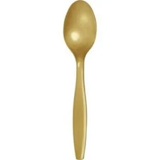 Gold Heavy Duty Plastic Spoons 24 Per Pack Tableware Decorations Party Supplies