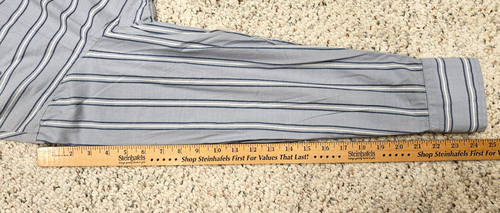 Men's Striped Button Down Shirt, Blue, Worn Twice, Medium, 100% Cotton,from 4080 - Picture 7 of 7