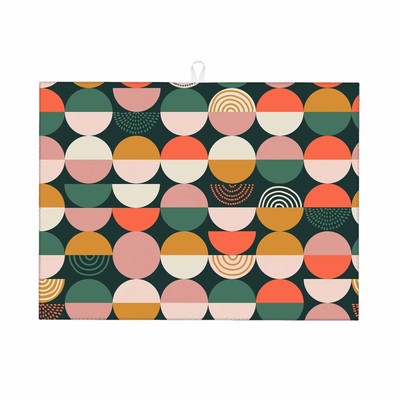 Art Dish Drying MatColorful Polygon Block Green Yellow Pink Drying Mat for Ki...