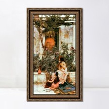 Framed Canvas Giclee Print The Toilet at Capri 1889 by John William Waterhouse