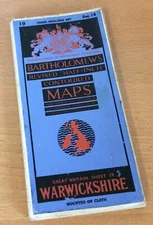 Vintage Bartholomew’s Cloth Map Of Warwickshire