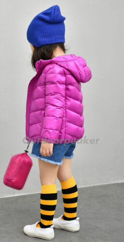Kids Winter Duck Down Coat Boys Girls Jacket Casual Hooded Tops Outerwear Light - Picture 54 of 68