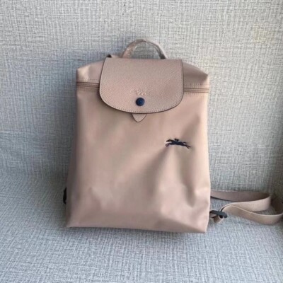 Longchamp Le Preage Original PinkBeige Nylon Leather Backpack Outlet Unused