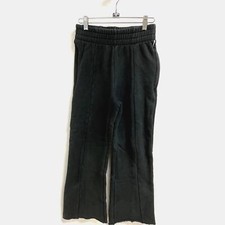 GOOD AMERICAN Fleece Lounge Pants Raw Hem Wide Leg Pull-On Black Women's 2/M