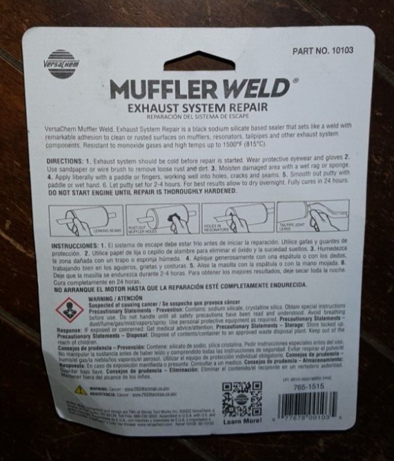 Muffler Weld Exhaust System Repair Net wt. 6 oz (170g) Part No. 10103