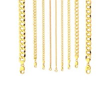 10k Yellow Gold 2mm-11mm Curb Chain Necklace Bracelet Size 7"-30" Hollow