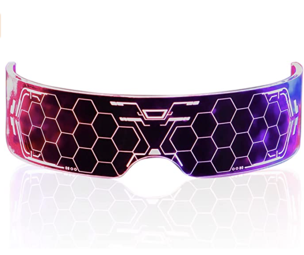 Futuristic LED Glasses Light Up Glasses Cool Neon Cyber Robot Sunglasses NEW