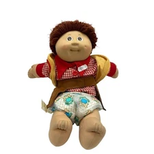 Vintage 1985 Cabbage Patch Boy Doll Brown Hair & Eyes With Cowboy Outfit