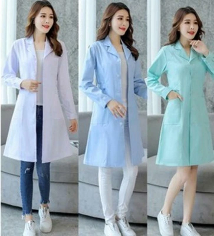 Women Nurse Dress Female Doctor Beautician Lab Long Coat Work Clothes 4Colors - Image 4 of 4