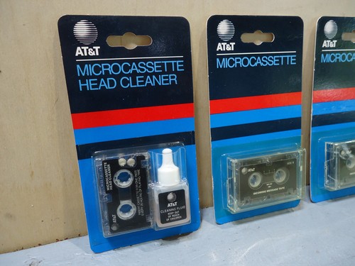 AT&T Microcassette NOS Lot of Four w/ Head Cleaner 60 minute Audio New Old Stock - Picture 2 of 10