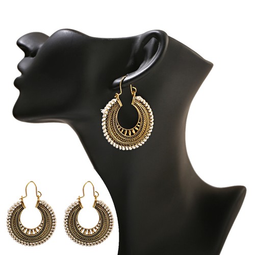 Mujeres Boho Patrón Retro Puño Ahuecado Elegante Gancho Pendientes Joyería Regalo - Imagen 37 de 140