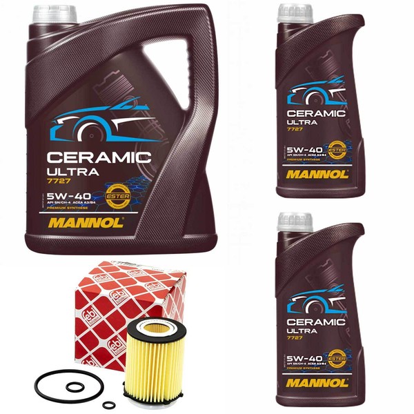 MotoröL Set Mannol 5W-40 Ceramic Ultra 7 Liter + ÖLfilter FüR Mercedes E-Klasse-image