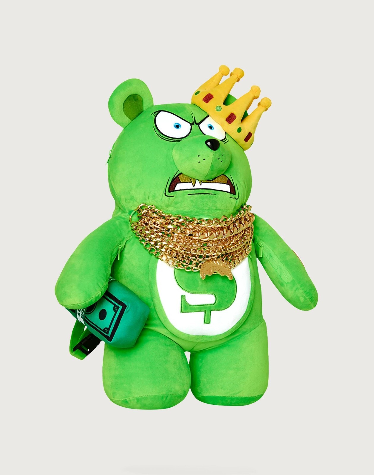 Rare Sprayground Many Chains  Green Money Bear Backpack image 2