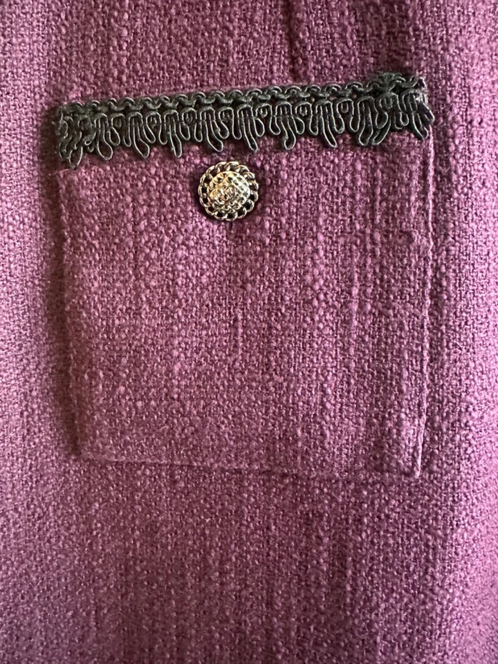 Karl Lagerfeld Purple Tweed Embroidery Sleeveless Sheath Dress Size 6 - Image 4 of 4